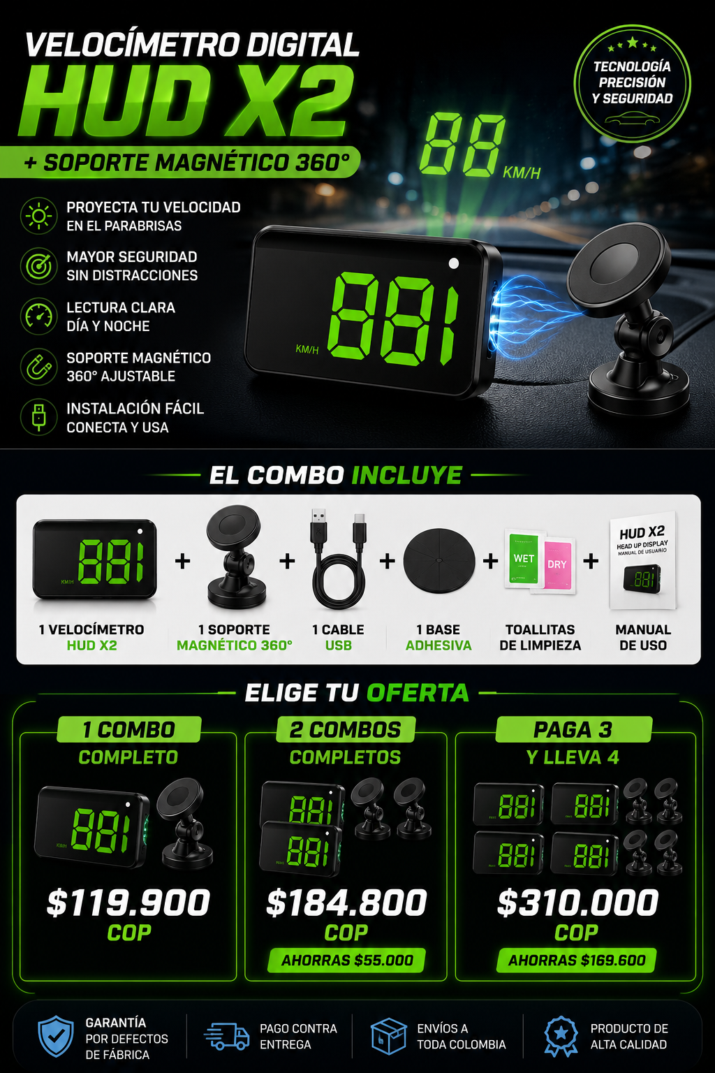 Combo Velocímetro Digital + Soporte Magnético ¡Conduce sin apartar la vista del camino! 🔥 45% OFF.