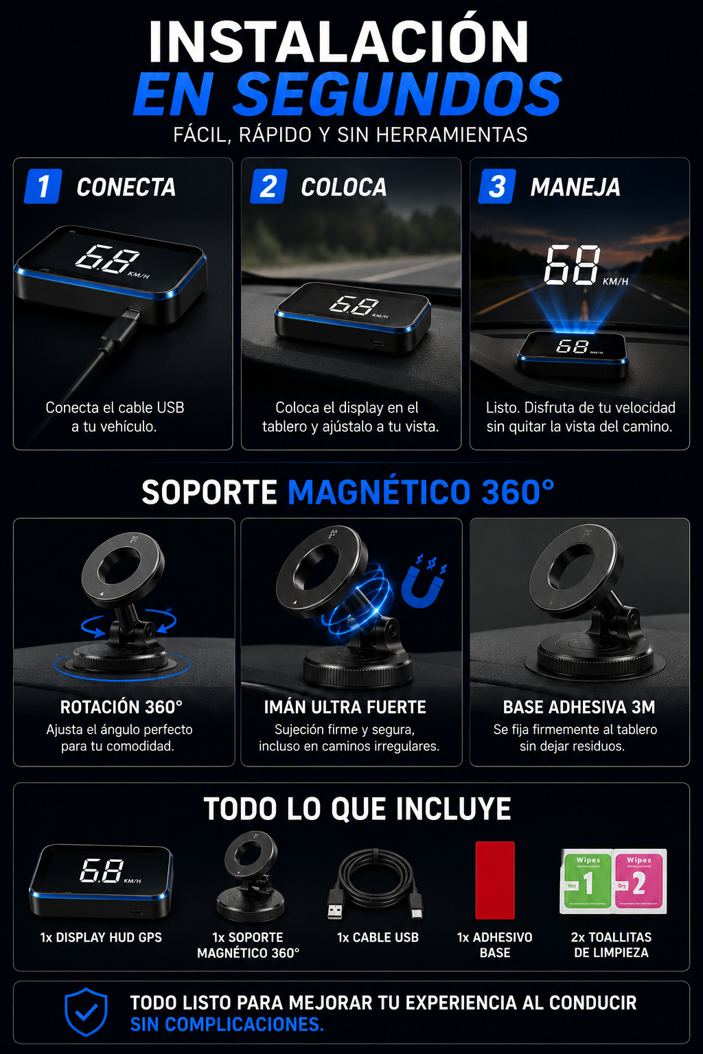 Combo Velocímetro Digital + Soporte Magnético ¡Conduce sin apartar la vista del camino! 🔥 45% OFF.