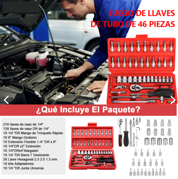 Juego herramientas 46pcs Ratchet estuche